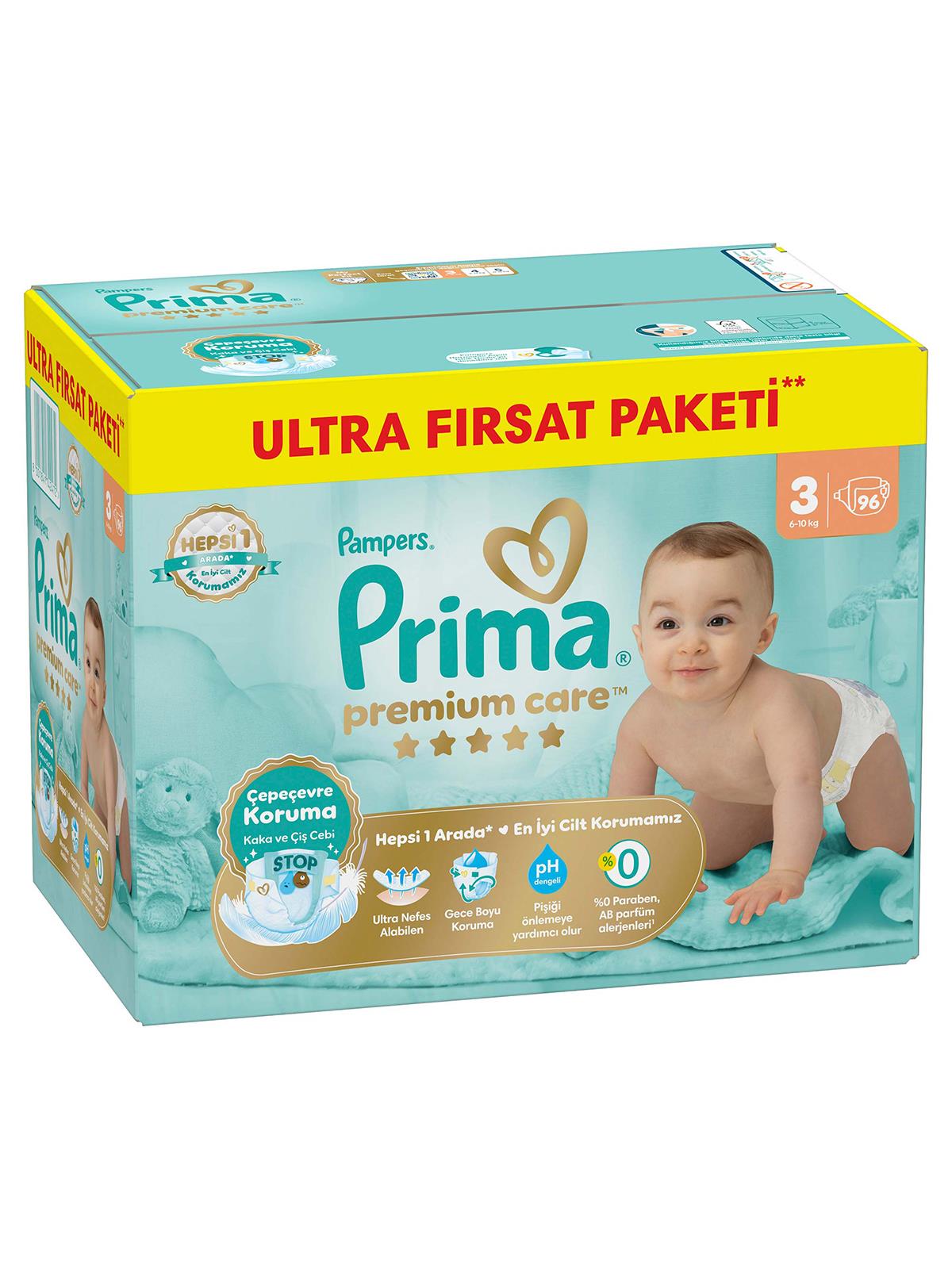 Prima Bebek Bezi Premium Care 3 Beden Midi Fırsat Paket 96 Adet