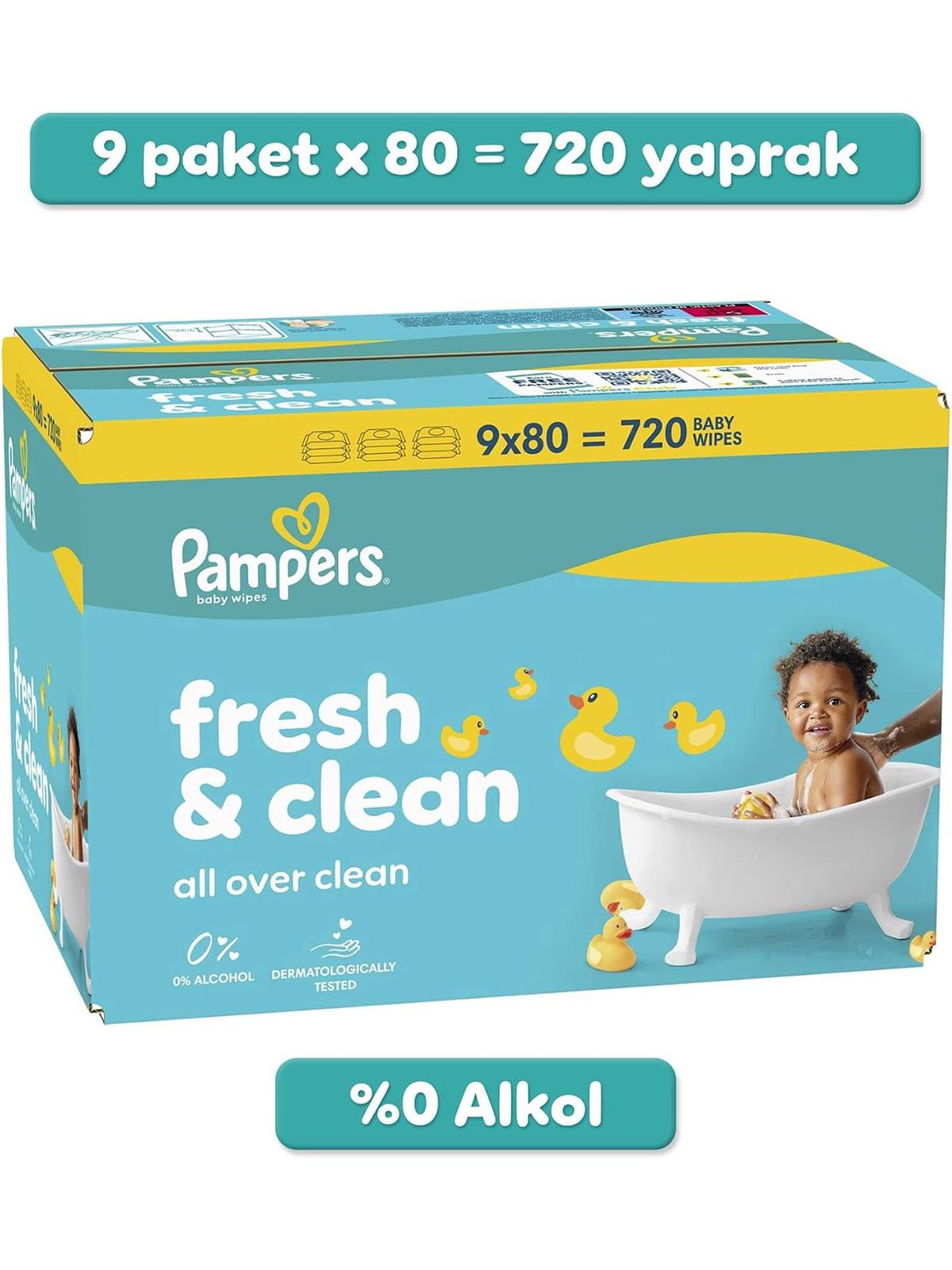 Prima Pampers Fresh&Clean Bebek Islak Havlu 9x80 Adet 720 Yaprak