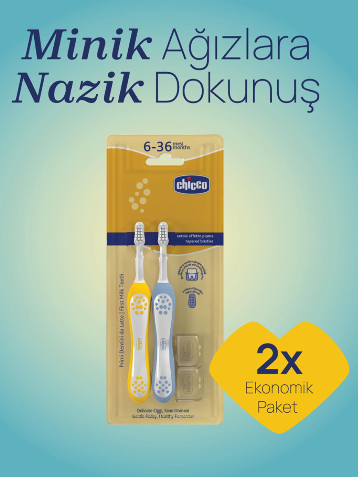 Chicco 2'Li Diş Fırçası 6-36 Ay - Mavi