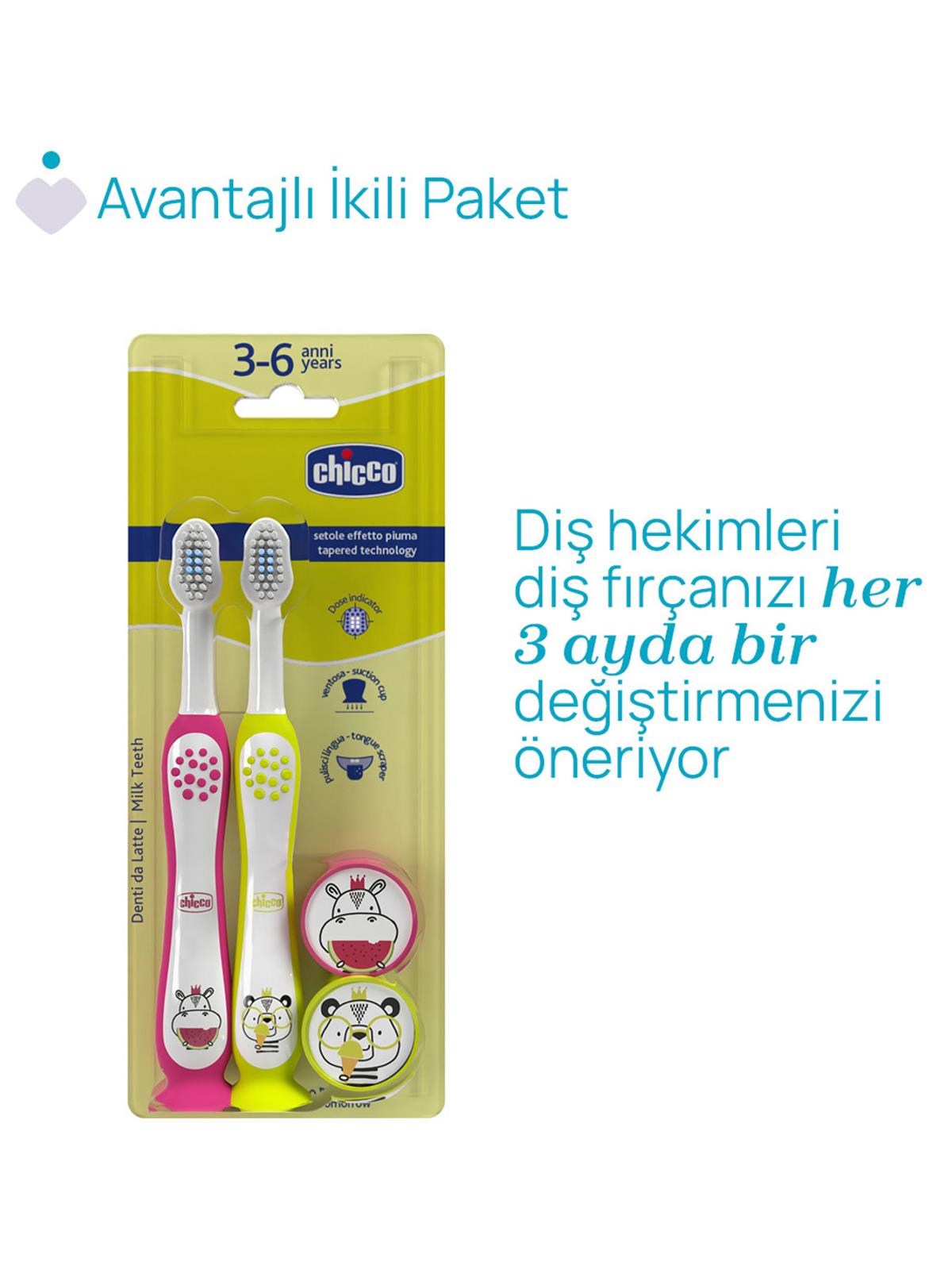 Chicco 2'Li Diş Fırçası 3-6 Yaş - Pembe