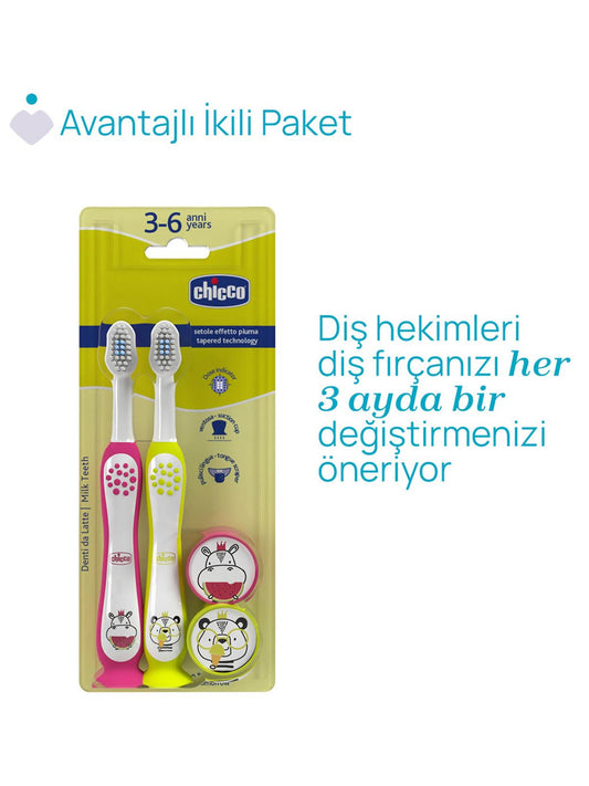 Chicco 2'Li Diş Fırçası 3-6 Yaş - Pembe