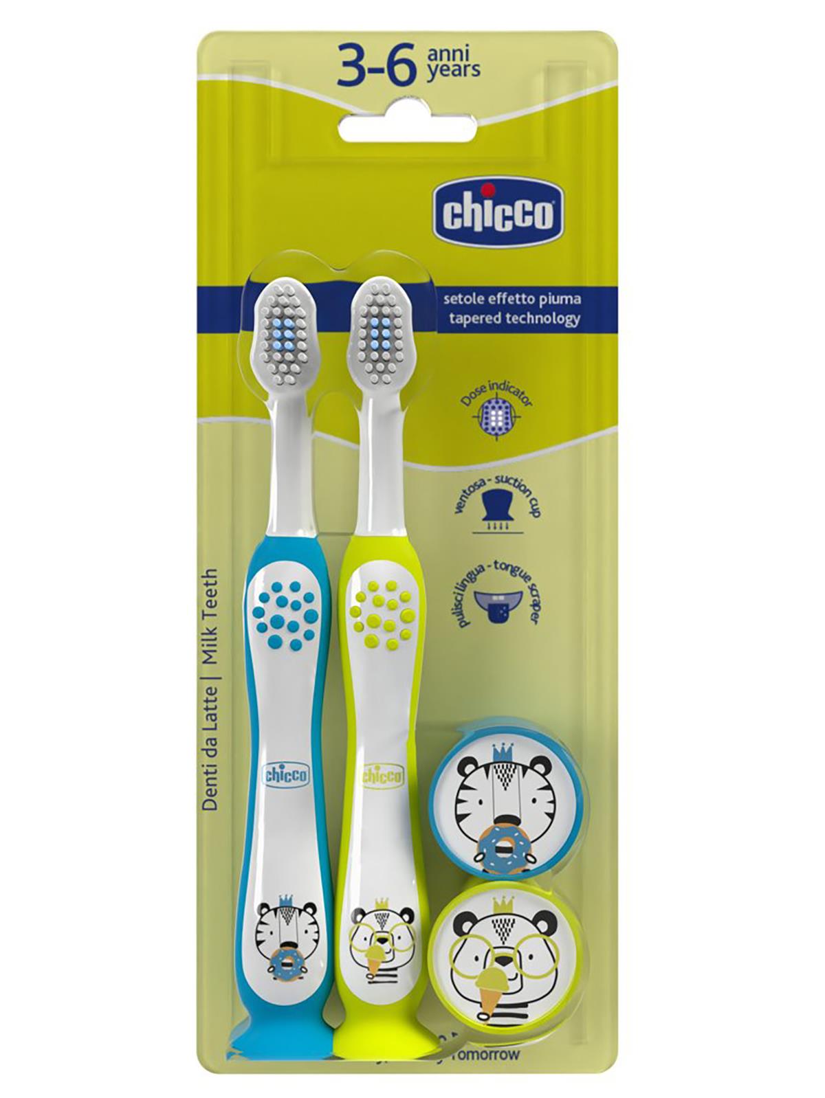 Chicco 2'Li Diş Fırçası 3-6 Yaş - Mavi
