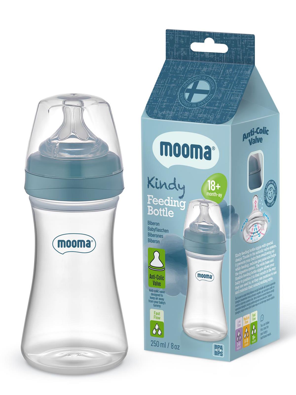 Mooma Biberon 250 Ml 18+ Ay Hızlı Akış - Mavi