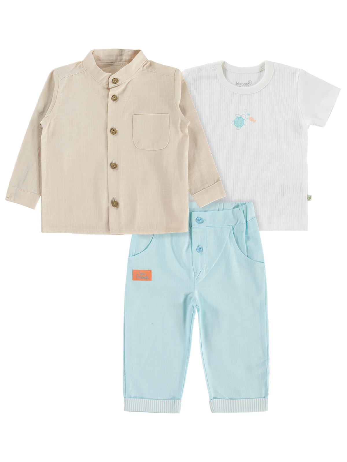 Biorganic Sea Friends 3 Parça 9-24 Ay Takım - Ekru