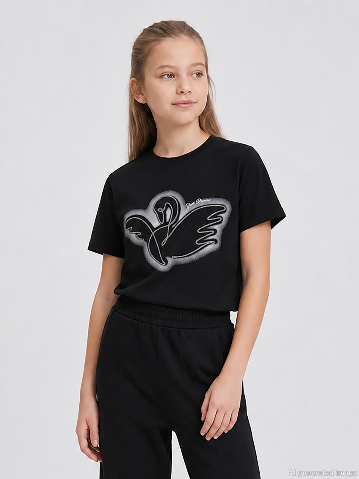 Beneti Kız Çocuk 10-14 Yaş Tişört - Siyah