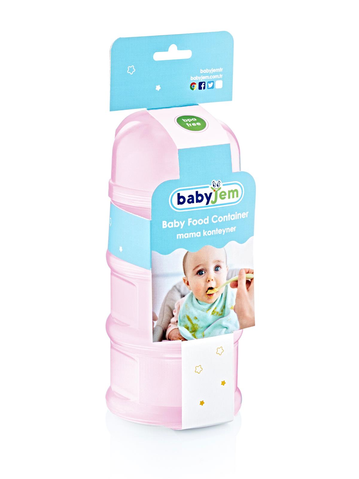 BabyJem Katlı Toz Mama Kabı - Pembe