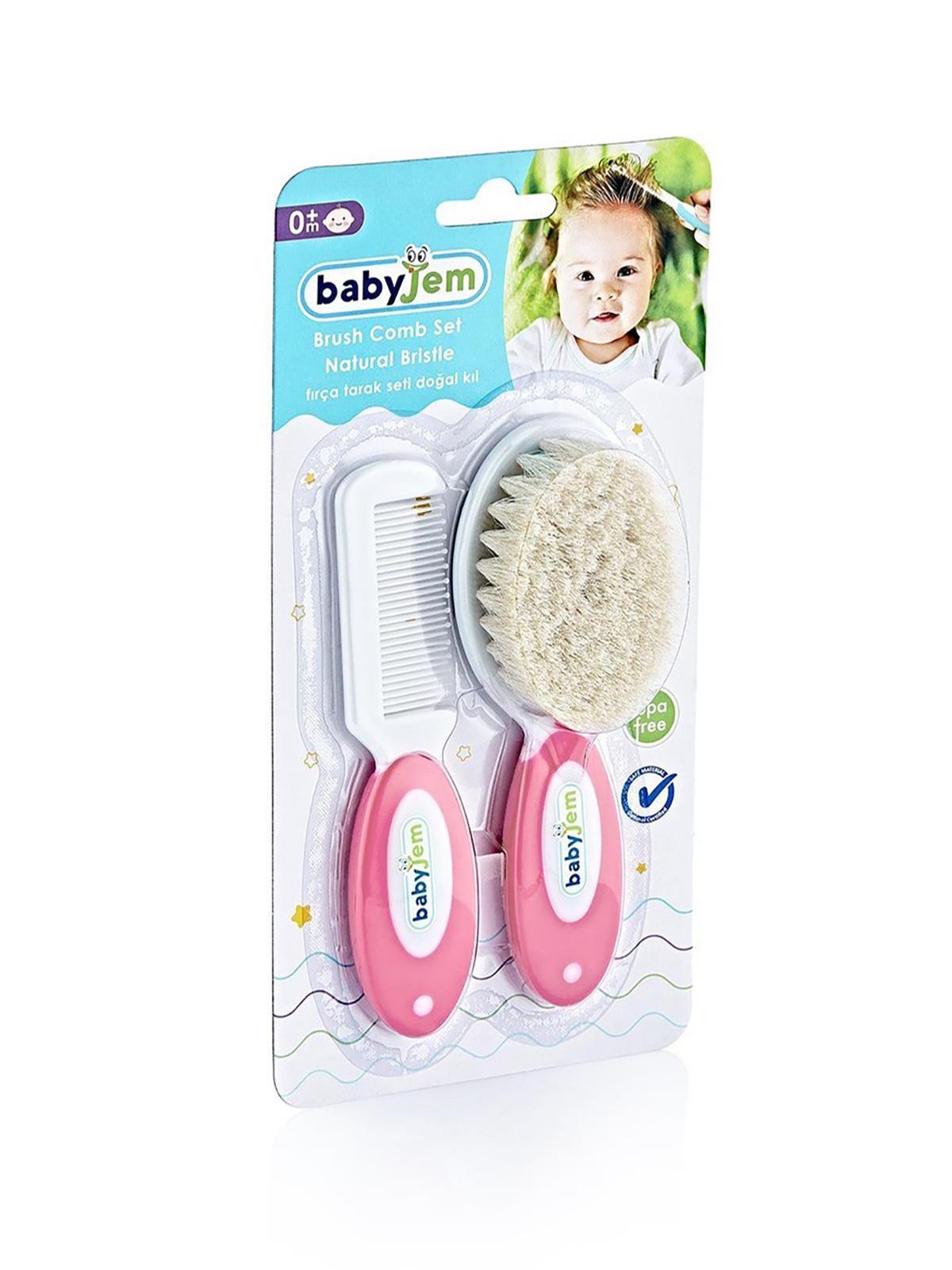 BabyJem Fırça Tarak Setı Dogal Kıl - Gri