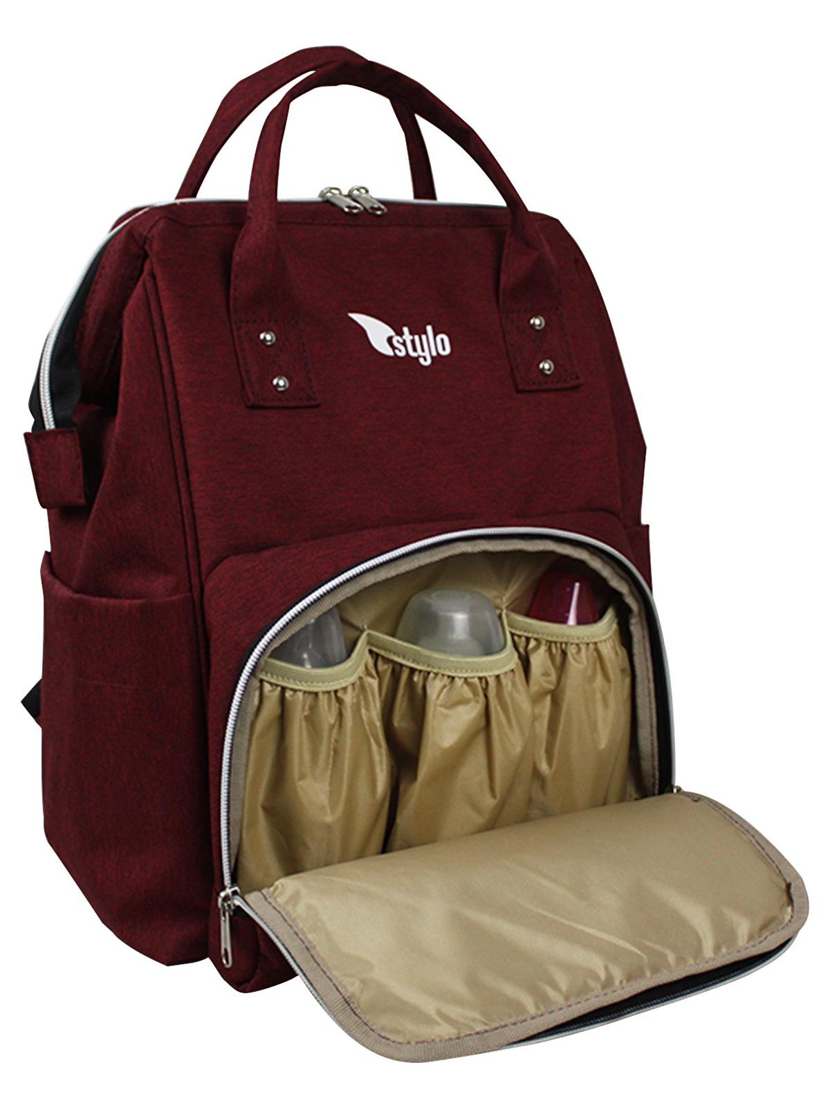 Stylo Çanta Star Takım Baskılı Just Bebek Bakım Çantası ve Termos Çanta  - Bordo