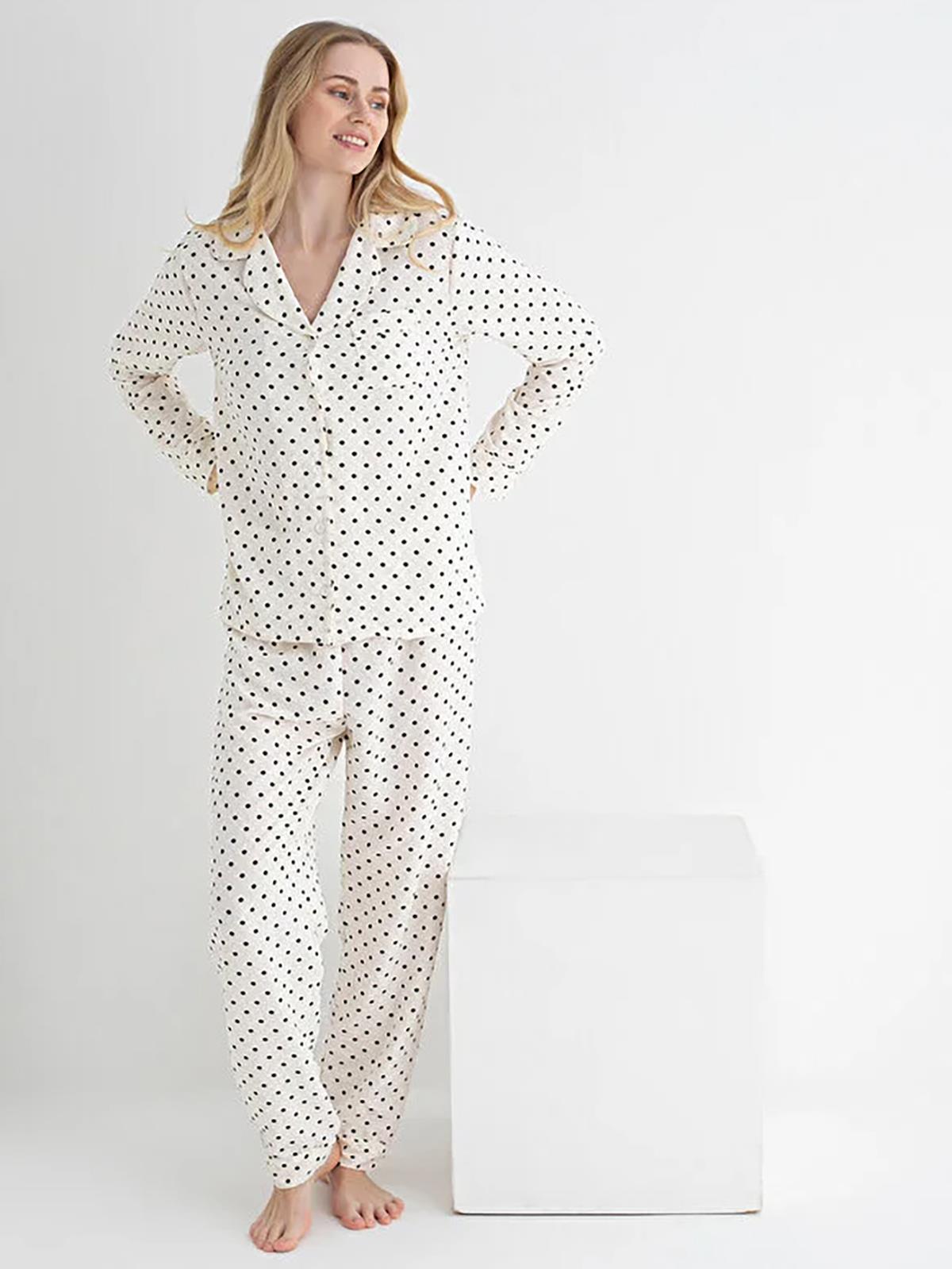 Dofi Kadın Desenli S-XL Pijama Takımı - Ekru