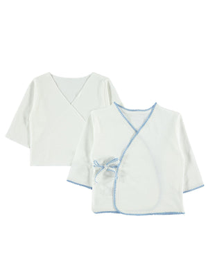 Civil Baby a Renkli Dantelli 0-1 Ay Unisex İç Dış Zıbın Takımı - Mavi