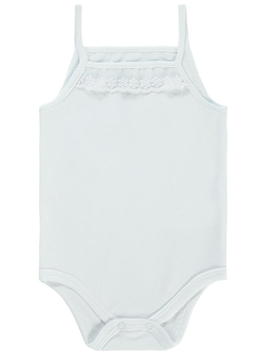 Civil Baby Penye İp Askılı Dantelli 3-9 Ay Kız Çıtçıtlı Badi - Beyaz