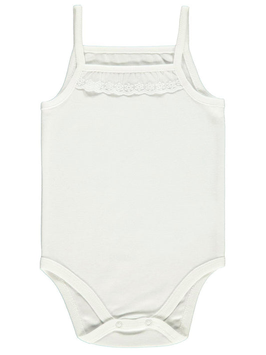 Civil Baby Penye İp Askılı Dantelli 3-9 Ay Kız Çıtçıtlı Badi - Ekru