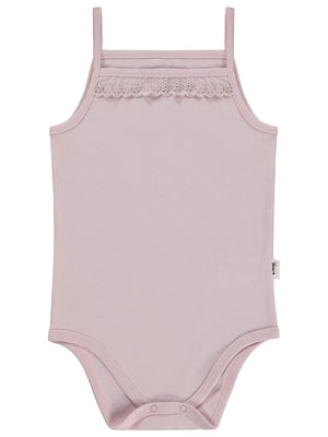 Civil Baby Penye İp Askılı Dantelli 2-3 Yaş Kız Çıtçıtlı Badi - Pembe