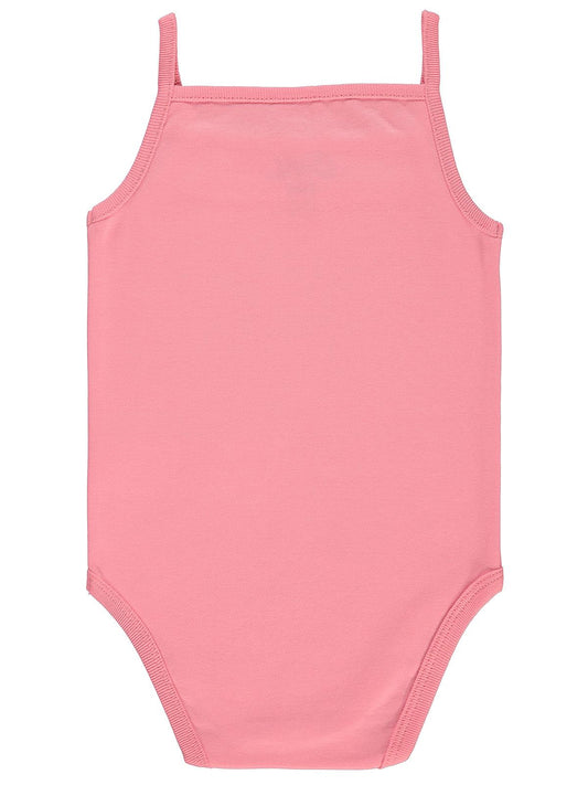 Civil Baby Penye İp Askılı Dantelli 3-9 Ay Kız Çıtçıtlı Badi - Pembe