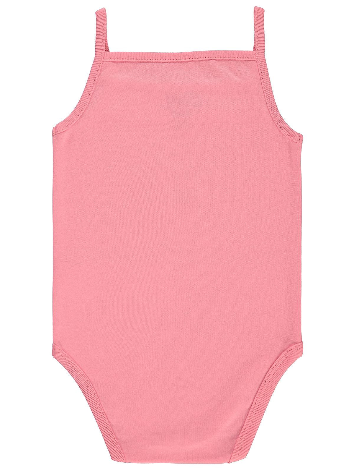 Civil Baby Penye İp Askılı Dantelli 3-9 Ay Kız Çıtçıtlı Badi - Pembe