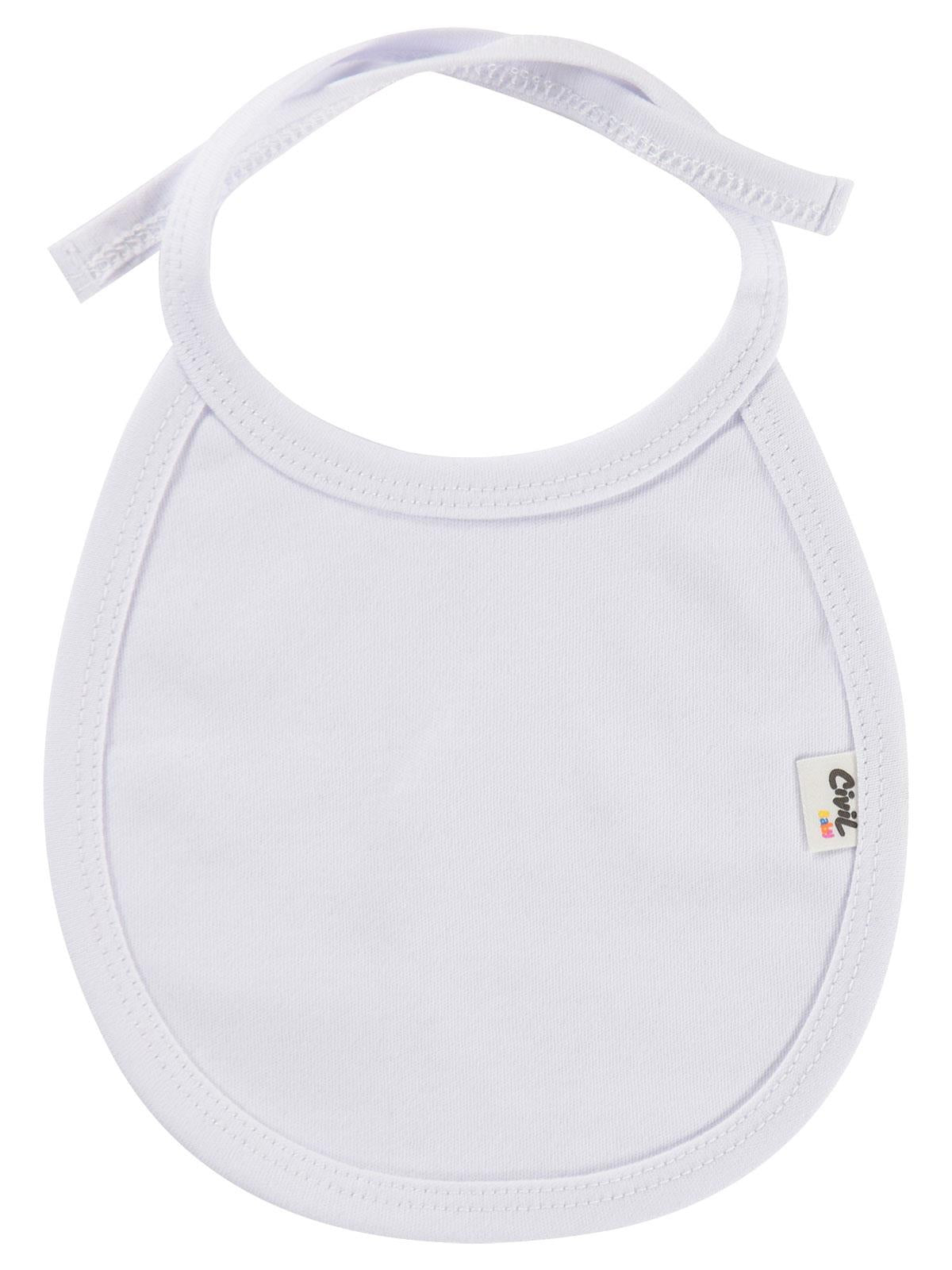 Civil Baby İnterlok Arkadan Bağlamalı Unisex Mama Önlük - Beyaz