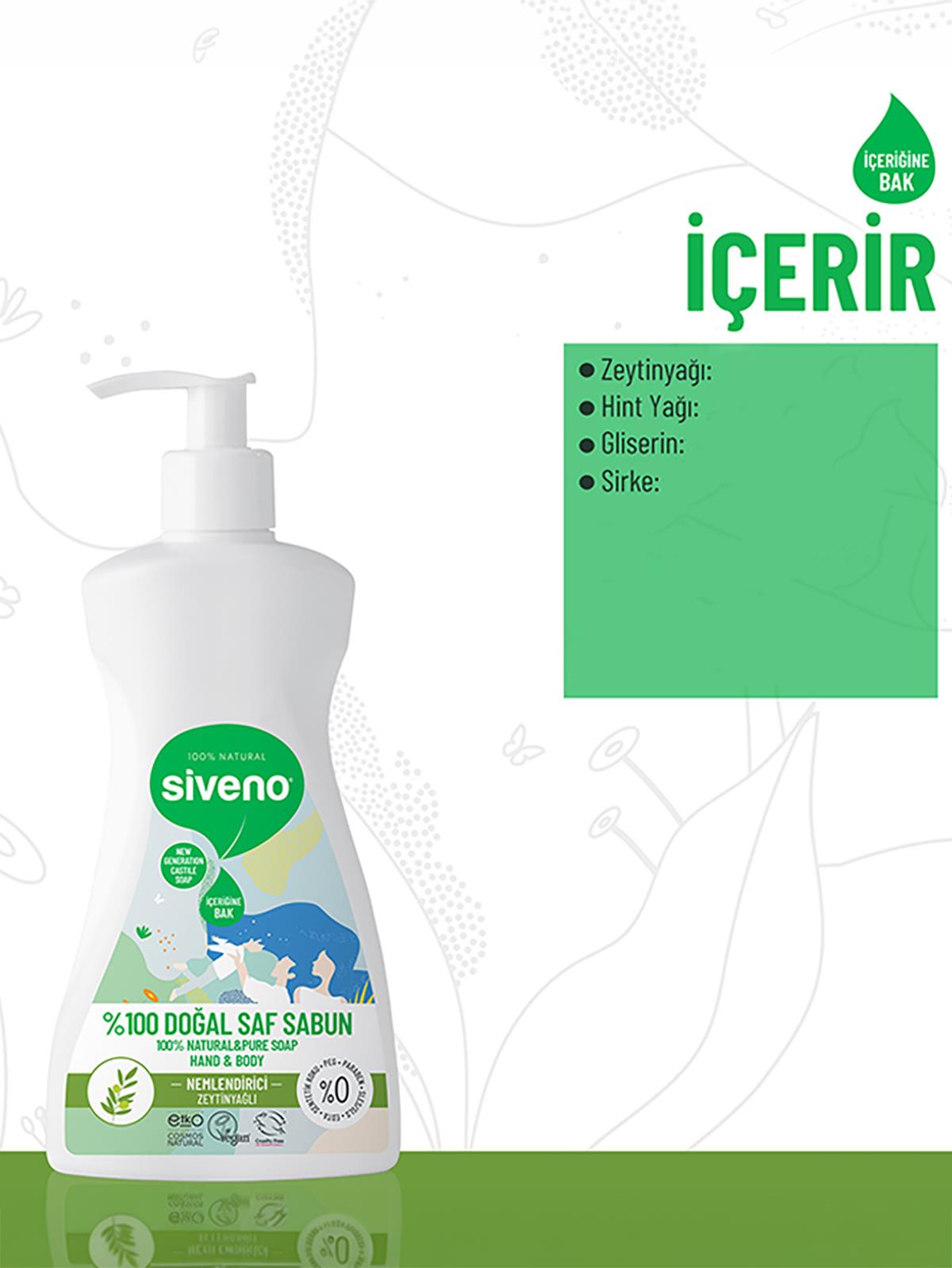 Siveno %100 Zeytinyağlı Doğal Sıvı Sabun 300 ml