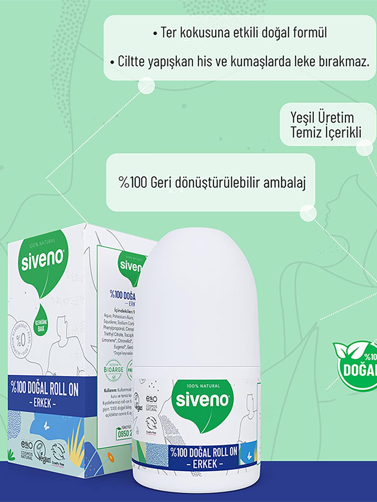 Siveno %100 Doğal Roll-On – Erkekler İçin 50 ml