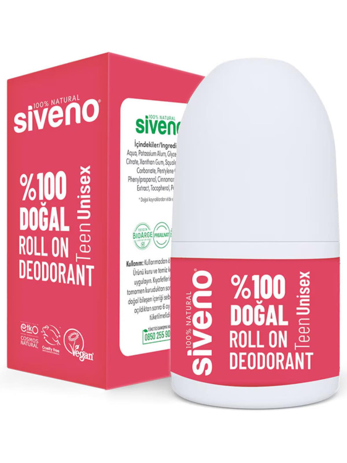 Siveno Doğal Roll On Deodorant – Teen Unisex 50ml