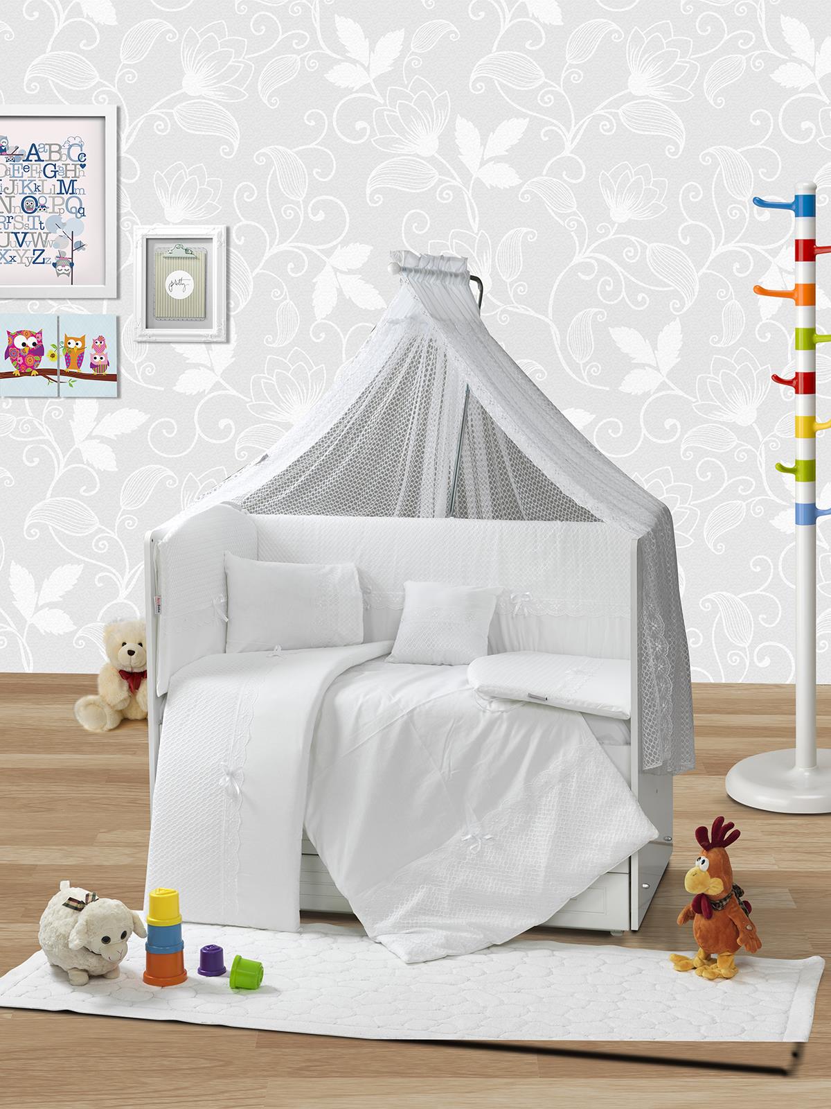 Aras Bebe Sedef Uyku Seti 60x120 cm - Beyaz
