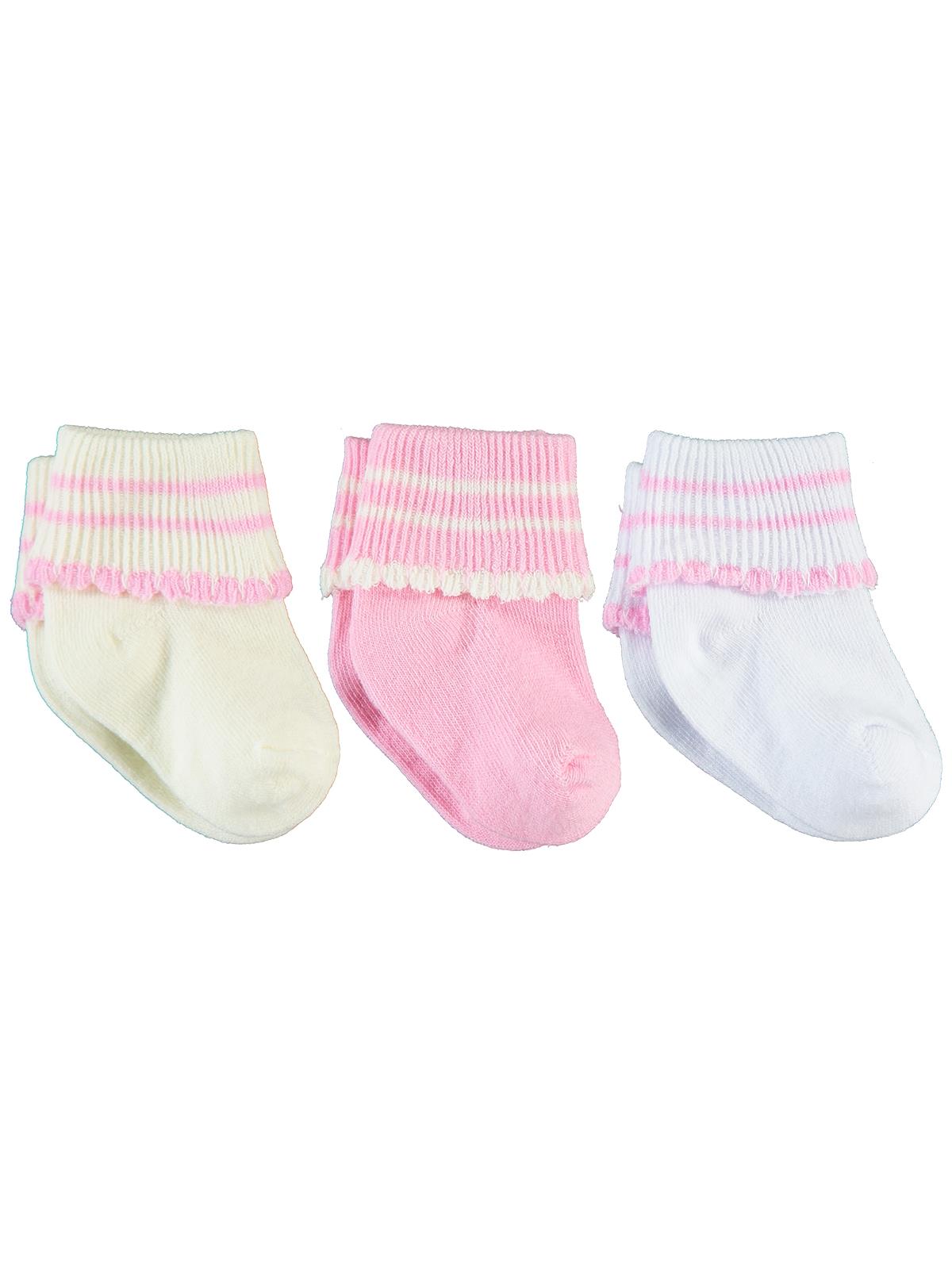 Civil Baby Kız Bebek 3'lü Çorap Set 0-6 Ay