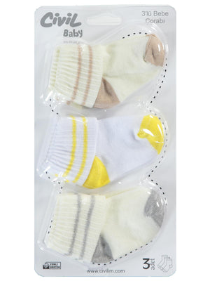 Civil Baby Erkek Bebek 3'lü Çorap Set 0-24 Ay