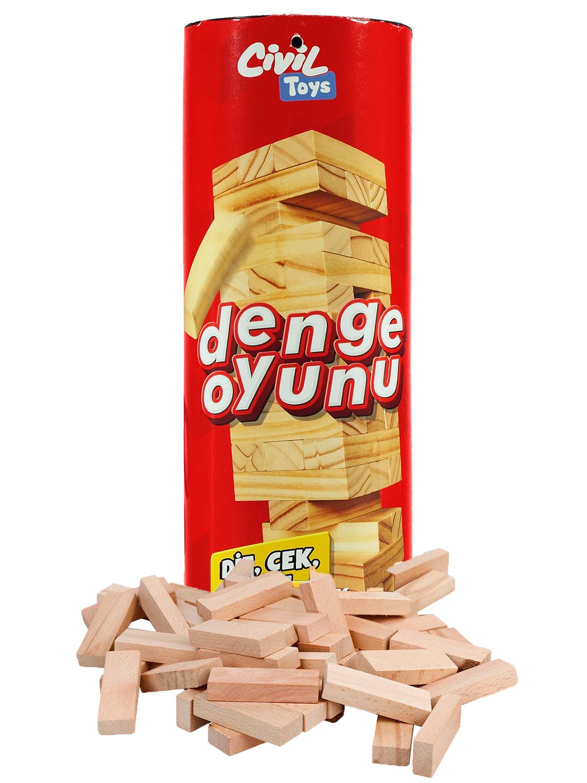 Civil Toys Silindir Kutulu Ahşap Denge Oyunu 54 Parça