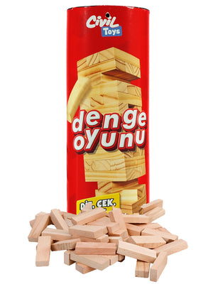 Civil Toys Silindir Kutulu Ahşap Denge Oyunu 54 Parça