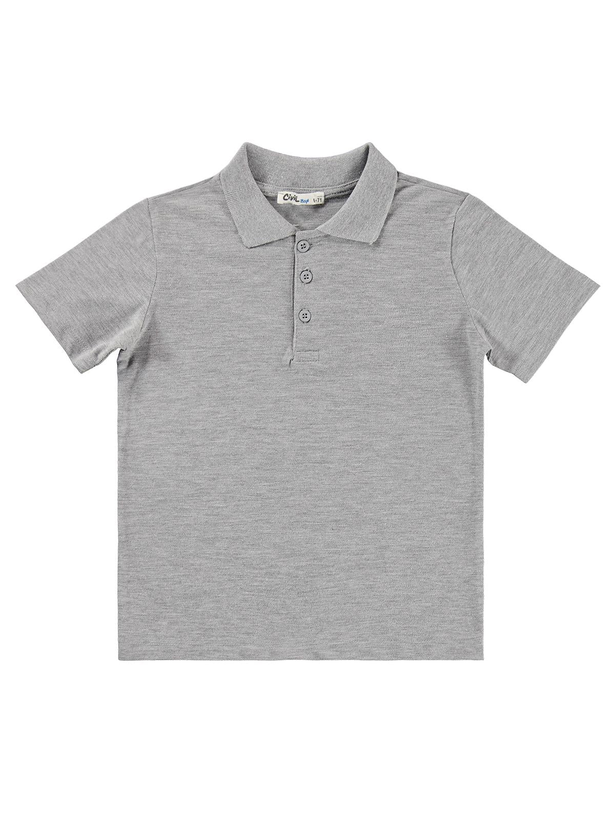 Civil Erkek Çocuk Basic Polo Pike Tshirt | Polo Pike Kısa Kol | Okul Kreş ve Günlük Kullanım - Gri