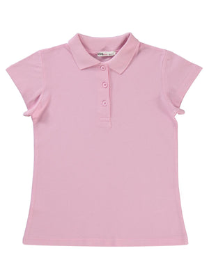 Civil Kız Çocuk Basic Polo Pike Badi | Polo Pike Kısa Kol Gömlek Yaka - Polo | Okul Kreş ve Günlük Kullanım - Pembe