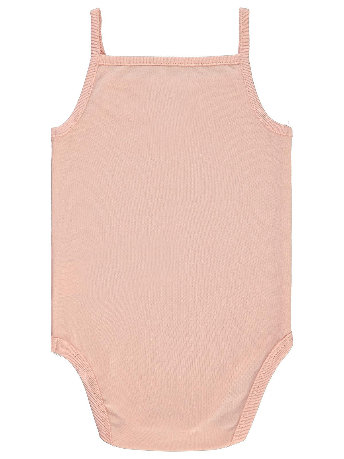 Civil Baby Penye İp Askılı Dantelli  Kız Çıtçıtlı Badi - Pudra
