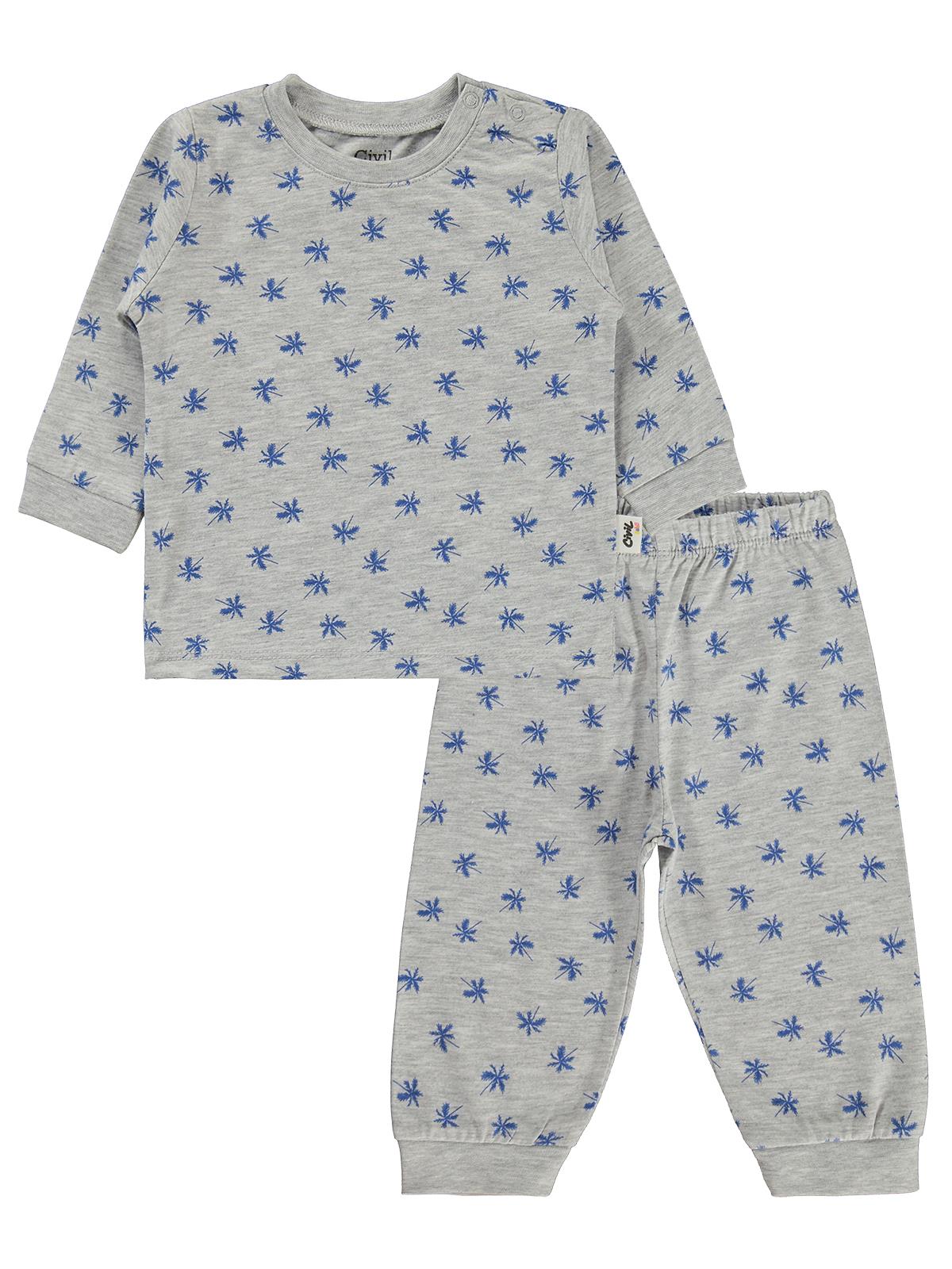 Civil Baby Palmiye Emprime 6-18 Ay Erkek Pijama Takım - Gri