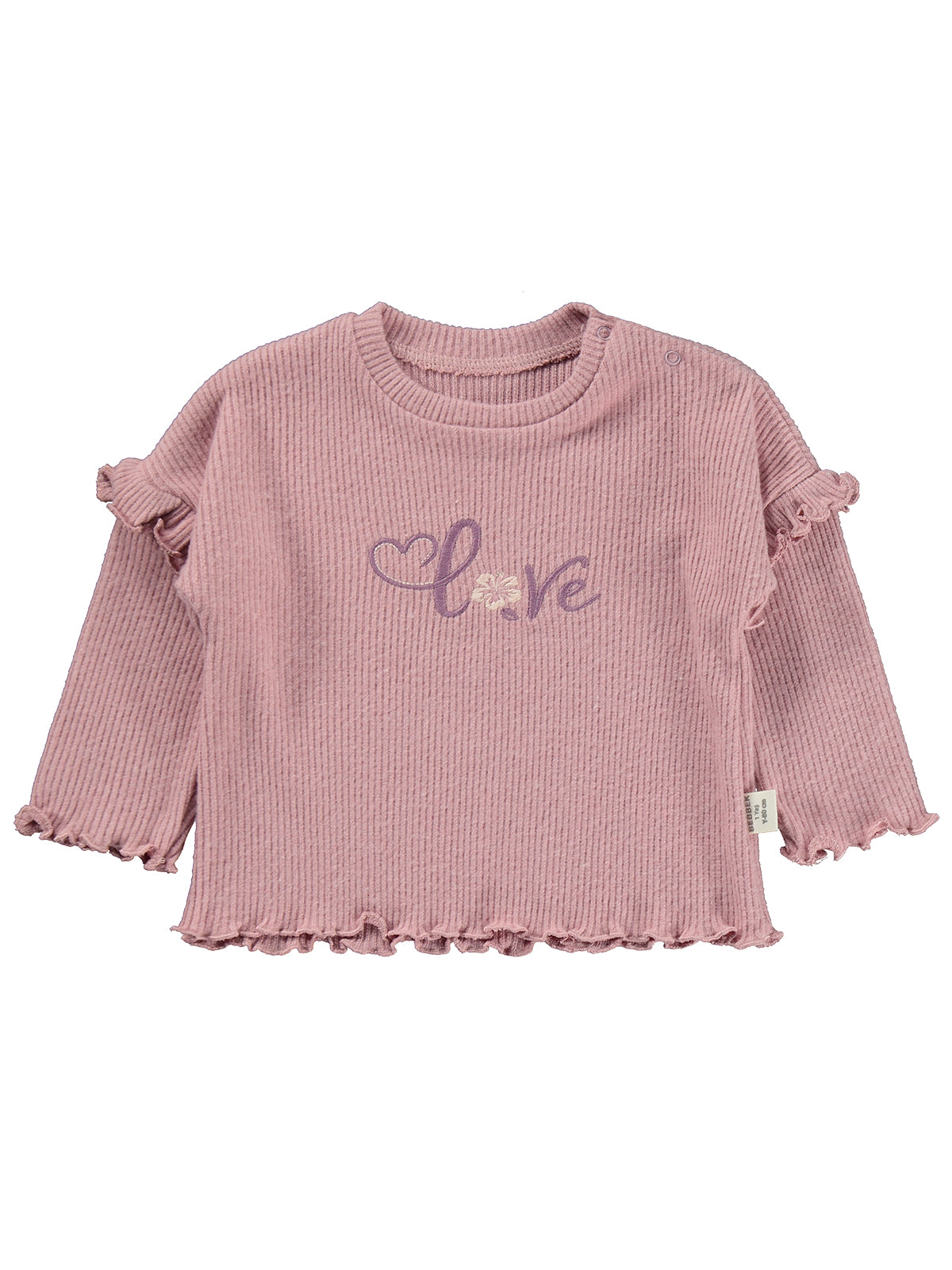 Bebbek Love Nakışlı Fırfır Detaylı 2-5 Yaş Takım - Pembe