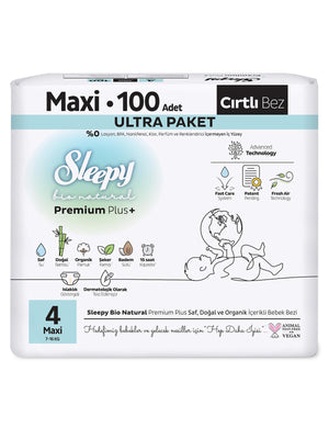 Sleepy Bio Natural Bebek Bezi Premium Plus 4 Beden Maxi 100 Adet
