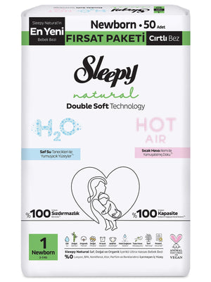 Sleepy Natural Double Soft Fırsat Paket 1 Beden 50 Adet