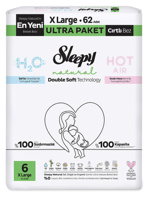 Sleepy Natural Bebek Bezi Double Soft Ultra Paket X Large 62 Adet