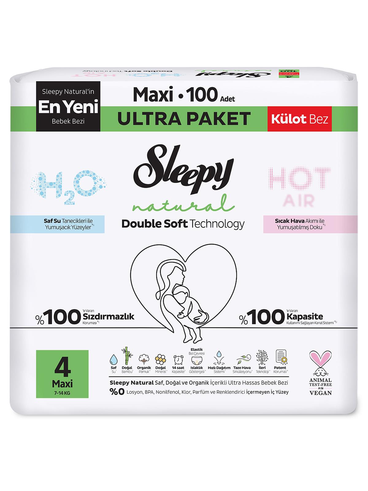 Sleepy Natural Double Soft Ultra Külot Maxi 100 adet