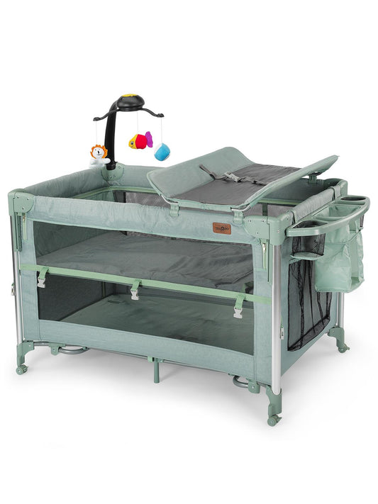 Baby2Go Luna Otomatik Anne Yanı Oyun Parkı 70x110 Cm - Yeşil