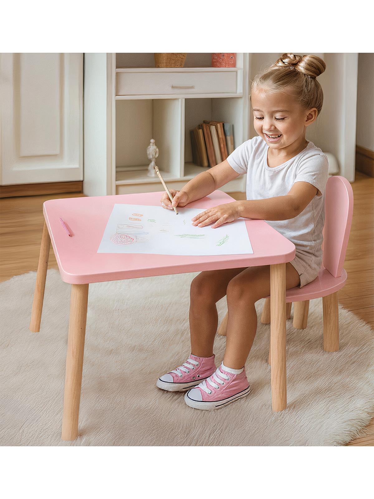 Bee Smart Pembe Naturel 1 Sandalyeli Set