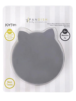Pandish KitTen Vakum Tabanlı Kapaklı Silikon Kase - Gri