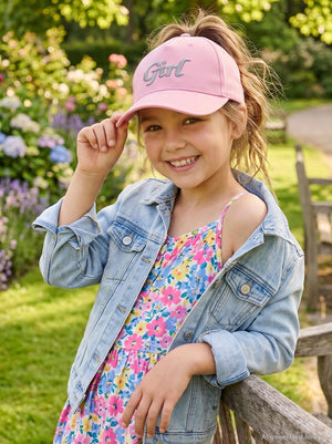 Civil Girls Girl Yazı Desen 10-13 Yaş Kep Şapka - Pembe