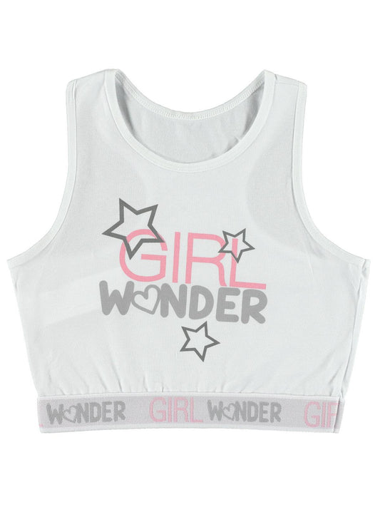 Civil Girl Wonder Baskı Büstiyer | İnterlok | Okul Kreş ve Günlük Kullanım - Beyaz