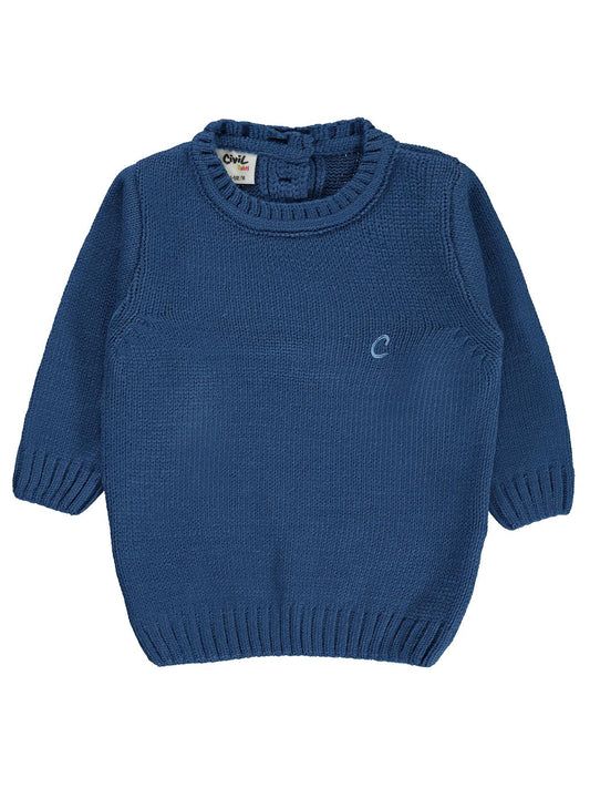 Civil Baby C Nakışlı Düz 6-18 Ay Kazak - Mavi