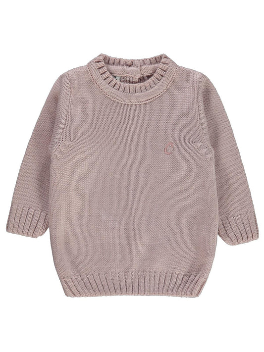 Civil Baby C Nakışlı Düz 6-18 Ay Kazak - Pudra