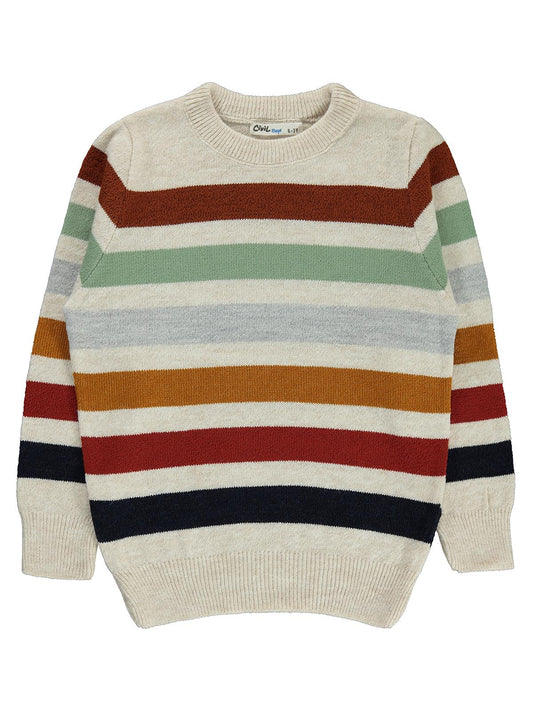 Civil Boys Çizgili 10-13 Yaş Kazak - Bej