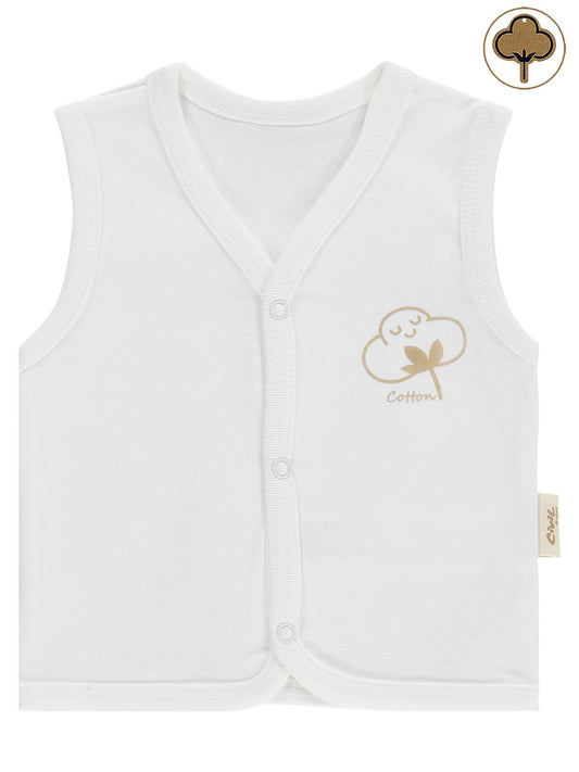 Civil Baby Organik Pamuklu 0-12 Ay Bebe Yelek - Ekru