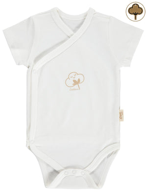 Civil Baby Organik Pamuklu Kruvaze 0-3 Ay Çıtçıtlı Badi - Ekru