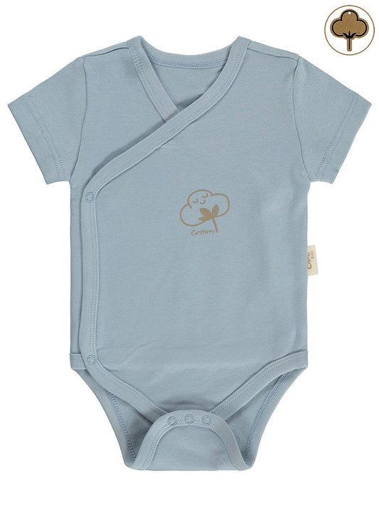 Civil Baby Organik Pamuklu Kruvaze 0-3 Ay Çıtçıtlı Badi - Mavi