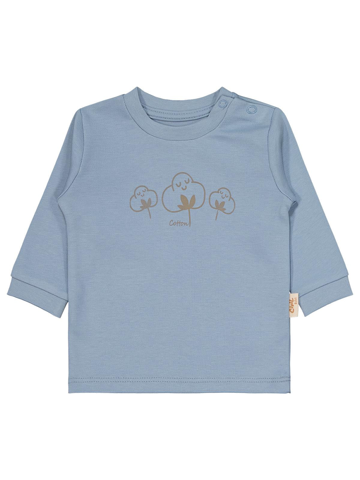Civil Baby Organic Pamuklu Omuzdan Patlı 1-9 Ay Pijama Takımı - Mavi