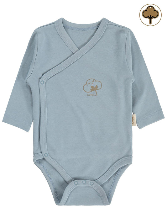 Civil Baby Organik Pamuklu Kruvaze 0-6 Ay Çıtçıtlı Badi - Mavi